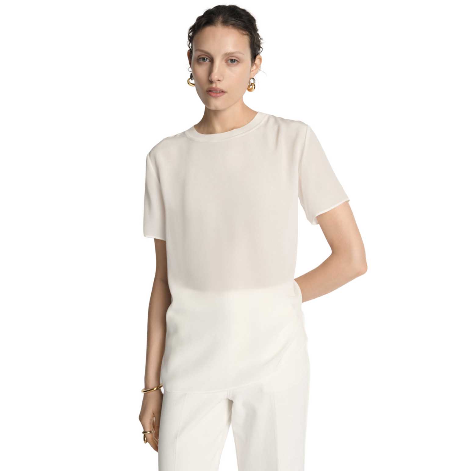 Veronika Maine Silk Rib Neck Top